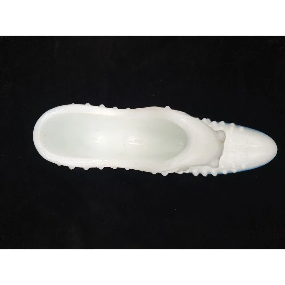 Fenton Hobnail Milk White Glass Shoe Boot Slipper Vintage - Cat‎ Head